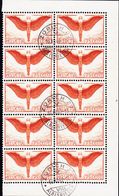 1936 75 Rp Orange/braunviolett, Geriffeltes Papier. Bogenteil Von 10 Marken Gestempelt Zürich-Albisrieden Mit Attest - Used Stamps