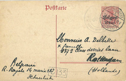 Postkarte Entier. Deutsches Reich. Belgien 5c - Turnhout 14/12/1917 Auslandstelle Emmerich >> Rotterdam. Holland. - [OC26/37] Terr. Etapes