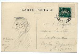 COIN De CARNET 5c SEMEUSE Sur Carte Postale - Bergerac 1912 - Old : 1906-1965