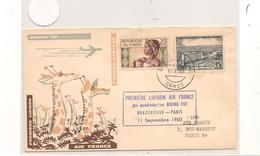 11-9-60 -  ENVELOPPE PREMIÈRE LIAISON AIR FRANCE BRAZZAVILLE - PARIS DE BRAZZAVILLE POUR PARIS - Lettres & Documents