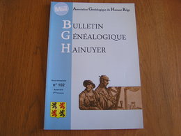 BULLETIN GENEALOGIQUE HAINUYER N° 102 Régionalisme Hainaut Généalogie Hôpital Lille Houyoux Mellet Wilquin Charbonnier - Belgique