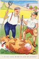 CPA Paysan Chasseur Chasse Biche Vache Bovin Humour Illustrateur A. GONDOT N° 1984  (2 Scans) - Gondot