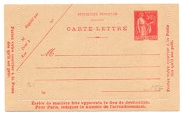 France Entier Carte Lettre 50 C Paix Neuve Sup - Kaartbrieven