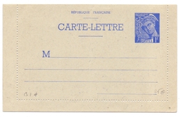 France Entier Carte Lettre 1 Fr Mercure Neuve SUP - Kaartbrieven