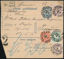 1890 Csomagszállító Színes Számú 2 X 2kr + 3kr + Fekete Számú 50kr Bérmentesítéssel "BUDAPEST FŐPOSTA" - Temesvár - Other & Unclassified