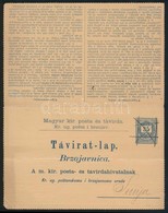 ~1895 Kétnyelvű Díjjegyes Zárt Táviratlap Kézi érvénytelenítésű Díjjeggyel Sunjára, Belül "M.Á.V. Sunja" Bélyegzéssel" - Other & Unclassified