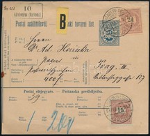 1891 1888 15kr + 24kr Szállítólevélen "KÁROLYVÁROS / KARLOVAC" - Prag B - Other & Unclassified