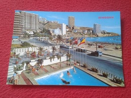 SPAIN POSTAL POST CARD Nº 89 BENIDORM ALICANTE RINCÓN DE LOIX PISCINA COCHES CITROËN TIBURÓN ? DS 19 ? SAPO ?...VOITURE. - Alicante