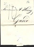 24 MAI 1816  London Naar Gent Blauwe Cursive : ANGLETERRE PAR OSTENDE  Port 10 Déc. + 1/4 Maritime Mail   Herlant 49 - 1815-1830 (Hollandse Tijd)