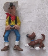 Figurine Lucky Luke Scleich 1984 Et Rantanplan Sans Marque - Figurines En Plastique