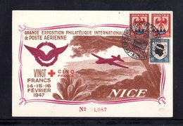 " EXPOSITION PHILATELIQUE DE POSTE AERIENNE " Sur Carte Commémorative De 1947. Voir Les 2 Scans. Parfait état - Aviones