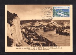 " LA VALLEE DE LA SEINE / CHATEAU GAILLARD " Sur Carte Maximum De 1954. N° YT 977 Voir Les 2 Scans Parfait état CM - 1950-1959