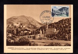 " LOURDES " Sur Carte Maximum De 1954. N° YT 976 Voir Les 2 Scans Parfait état CM - 1950-1959