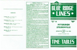 Horaire/Time Tables. Pittsburgh/Steubenville. 1950. Bus Blue Ridge Lines. Autobus. - World