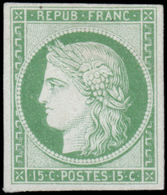 ESS FRANCE - Poste - 2, Essai En Vert Clair Sur Papier Carton: 15c. Cérès (Spink) - 1849-1850 Cérès