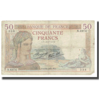 France, 50 Francs, Cérès, 1937, P. Rousseau And R. Favre-Gilly, 1937-09-09 - 50 F 1934-1940 ''Cérès''