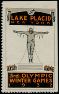 VIG Jeux Olympiques D'hiver - Poste - (1932) USA, Vignette "Lake Placid Winter Games": Saut à Ski - Autres & Non Classés