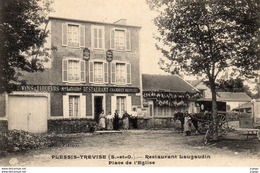 PLESSIS-TRÉVISE.  Restaurant Laugaudin  Place De L'Eglise.  Carte écrite En 1912   2scans  TBE - Le Plessis Trevise