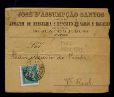 Publicitary Cover JOSE D'ASSUMPÇÃO SANTOS "deposit Tobacco + Food" (red Fish) Portugal D.Carlos 1894 VILLA REAL Gc4931 - Cartas & Documentos