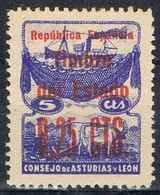 Sello ASTURIAS Y LEON, 25 Cts Sobre 5 Cts, No Expedido 1937, Num NE 3 ** - Asturien & Léon