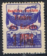 Sello ASTURIAS Y LEON, 3 Pts Sobre 5 Cts, No Expedido 1937, Num NE 5 ** - Asturies & Leon