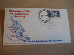 HAMILTON 1959 Yvert 314 Opening St. Lawrence Seaway FDC Cancel Cover CANADA - 1952-1960