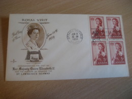 OTTAWA 1959 Yvert 313 Royal Visit Royal Family Royalty QEII Prince Philip Block Of 4 FDC Cancel Cover CANADA - 1952-1960
