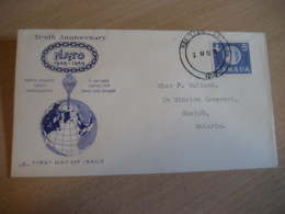 HAMILTON 1959 Yvert 311 NATO Otan FDC Cancel Cover CANADA - 1952-1960