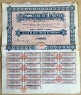 FONCIERE DE HENDAYE ET DU SUD-OUEST / 1927 LOT DE 2 ACTIONS DE 100 FRANCS  (ref GF169) - Andere & Zonder Classificatie