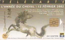French Polynesia, FP125 6IMP, L'année Du Cheval: 12 Février 2002, 2 Scans. - Polynésie Française