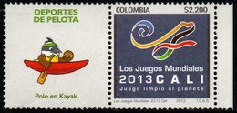 A548F-COLOMBIA- 2013 -MNH- WORLD GAMES IN CALI- POLO IN KAYAK LABEL - Colombia
