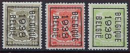 KLEIN STAATSWAPEN Nrs. 418A , 419 En 420 Allen Met Typografische Voorafstempeling  BELGIQUE  1938  BELGIE  ! - Typos 1936-51 (Petit Sceau)