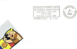 Andorre Andorra Sobre Envloppe 1984 INTERNACIONAL ASSAMBLEA Cotlliure Simple - Lettres & Documents