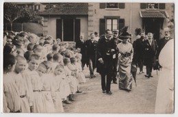 Carte Photo Cachet Photographe HENDAYE Visite Officielle Personnalités à Identifier Femme Célèbre ? Enfants De Coeur - Hendaye