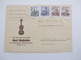Österreich 1960er Jahre Belege Lot 9 Stk. Firmenumschläge Thematik Musikinstrumente / Geigen / Musik. Auch Einschreiben! - Briefe U. Dokumente
