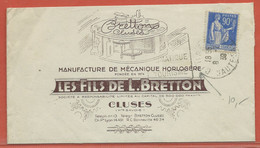 HORLOGERIE FRANCE ENVELOPPE PUBLICITAIRE DE CLUSES DE 1939 - Horlogerie