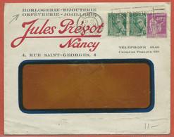 HORLOGERIE FRANCE ENVELOPPE PUBLICITAIRE DE NANCY DE 1939 - Horlogerie