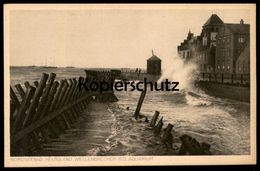 ALTE POSTKARTE NORDSEEBAD HELGOLAND WELLENBRECHER BEI DEM AQUARIUM Cpa Postcard Ansichtskarte AK - Helgoland