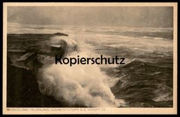 ALTE POSTKARTE NORDSEEBAD HELGOLAND SÜDWESTSTURM AN DER SÜDSPITZE WINDSTÄRKE 8 - 10 Sturm Storm Postcard Ansichtskarte - Helgoland