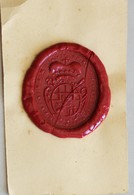 Grand Cachet Cire Couronne Croix Religion Inscription En Latin à Déchiffrer Blason Armoiries Sceau - Stempel & Siegel