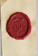 Grand Cachet Cire Couronne Croix Religion Inscription En Latin à Déchiffrer Blason Armoiries Sceau - Seals