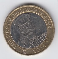 Great Britain UK £2 Two Pound Coin (WW1 Kitchener) - Circulated - 2 Pond