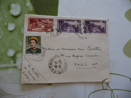 Lettre Viet-Nam 4 TP Anciens Saïgon Pour Paris 1953 - Vietnam