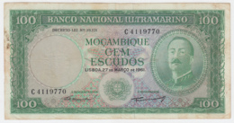 Portugal Mozambique 100 Escudos 1961 VF Banknote Pick 109a  109 A - Mozambique