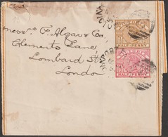 État De Victoria 1894. Bande-journal De Port Fairy à Londres. ½ Penny, Timbre Identique Ajouté. Non Dentelé ! Rose - Briefe U. Dokumente