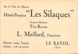 20-7933 : CARTE DE VISITE. HOTEL PENSION. LES SILAQUES. L. MAILLARD. LE RAYOL - Rayol-Canadel-sur-Mer