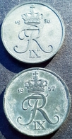 DENEMARKEN :5 ORE 1956 +1957 ZINK KM 843.2 - Dinamarca