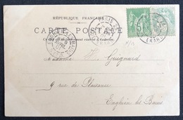 Carte Postale Tarif à 10c Mixte Sage/Blanc 1901 N° 102 & 111 Paris Pour Enghein Amusant !! - 1898-1900 Sage (Type III)