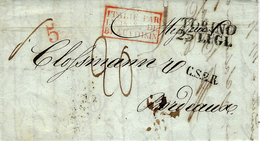 1838- Lettre De Torino / 25 LUGL. +C.S.2 R Noir + ITALIE PAR / LE PONT DE / BEAUVOISIN Rouge -taxe 20 D - Marques D'entrées