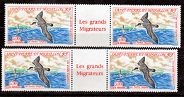 Saint Pierre Et Miquelon PA  72 Variété Nuages Verts Et Normal Puffin Avec Vignette Centrale  Neuf ** MNH Sin Charmela - Sin Dentar, Pruebas De Impresión Y Variedades